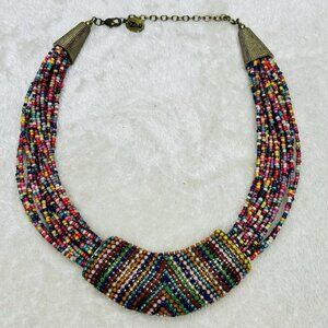 Vintage ZAD Designer Multistrand Multicolor Beaded Necklace 20" Adjustable